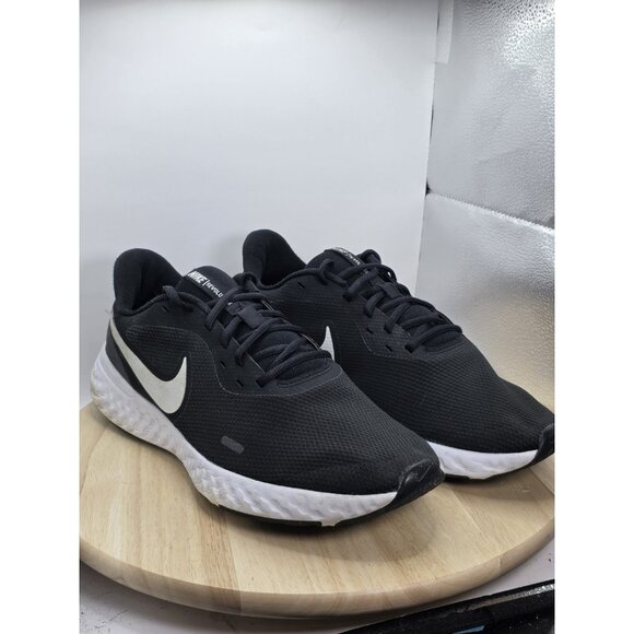 Nike Revolution 5 Mens 13 BQ3204-002 Black White Lace-Up Sneaker Shoes - Picture 5 of 9